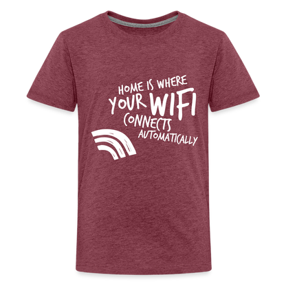 Teenager Premium T-Shirt - Wifi - Bordeauxrot meliert