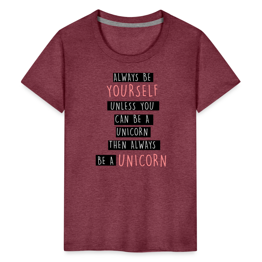 Teenager Premium T-Shirt - Unicorn - Bordeauxrot meliert