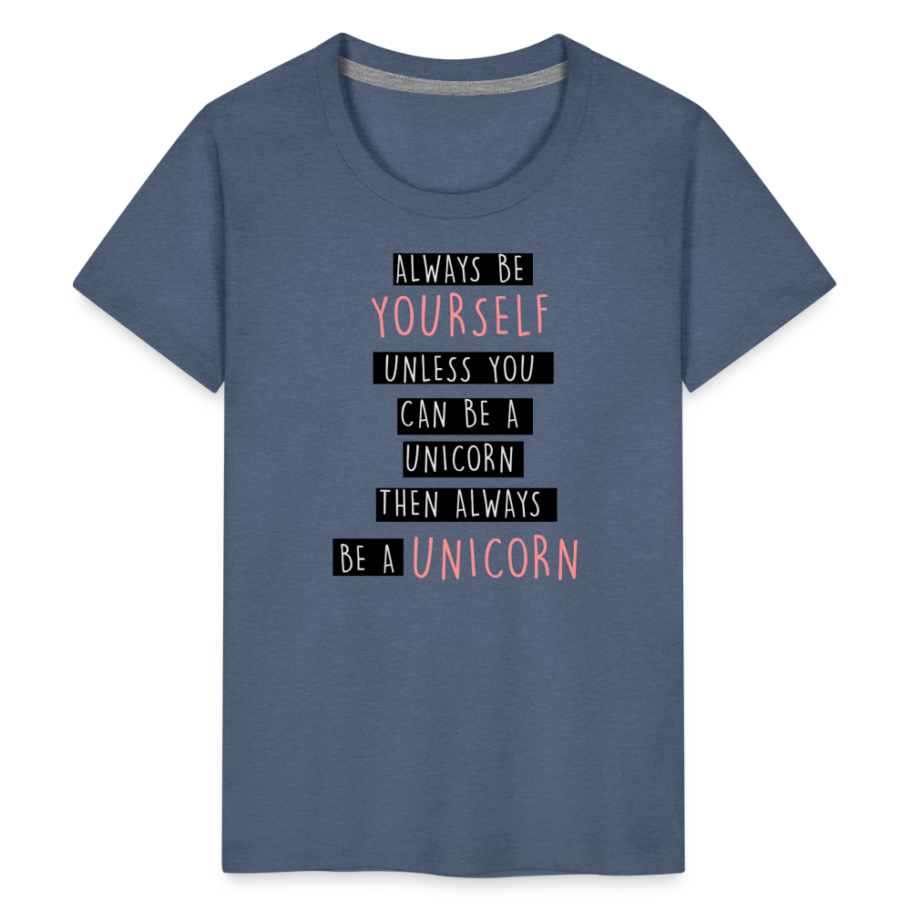 Teenager Premium T-Shirt - Unicorn - Blau meliert