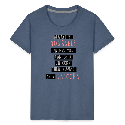 Teenager Premium T-Shirt - Unicorn - Blau meliert