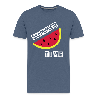 Teenager Premium T-Shirt - Melone - Blau meliert