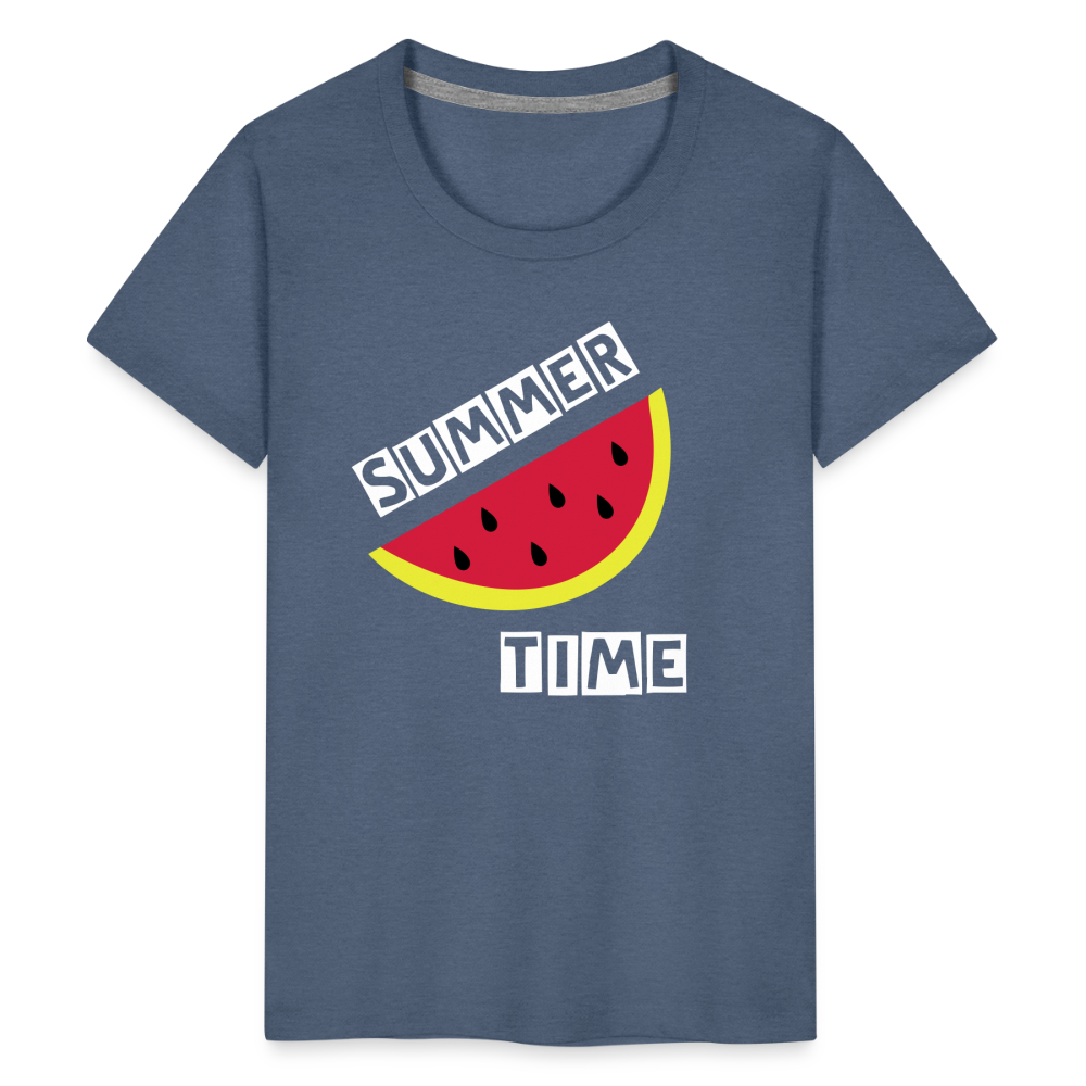 Teenager Premium T-Shirt - Melone - Blau meliert