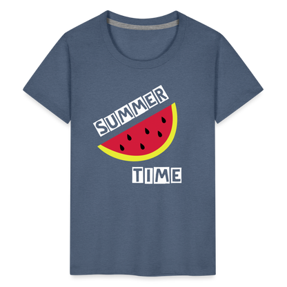 Teenager Premium T-Shirt - Melone - Blau meliert