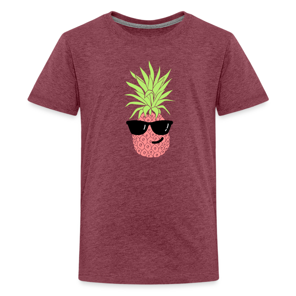 Teenager Premium T-Shirt - Ananas - Bordeauxrot meliert