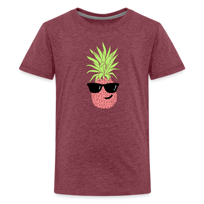 Teenager Premium T-Shirt - Ananas - Bordeauxrot meliert