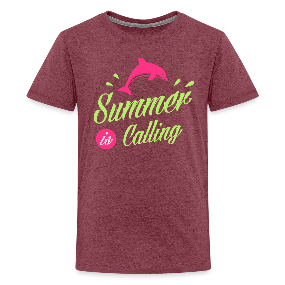 Teenager Premium T-Shirt - Summer is calling - Bordeauxrot meliert