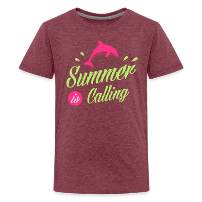 Teenager Premium T-Shirt - Summer is calling - Bordeauxrot meliert