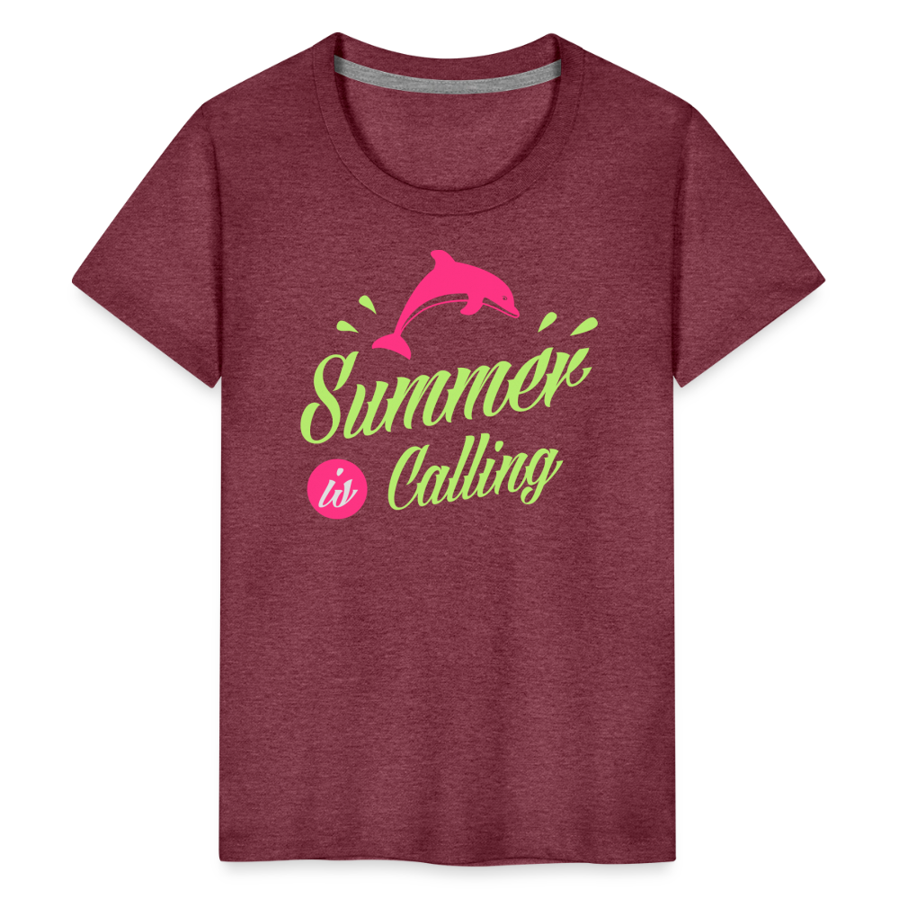 Teenager Premium T-Shirt - Summer is calling - Bordeauxrot meliert