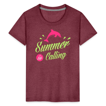 Teenager Premium T-Shirt - Summer is calling - Bordeauxrot meliert