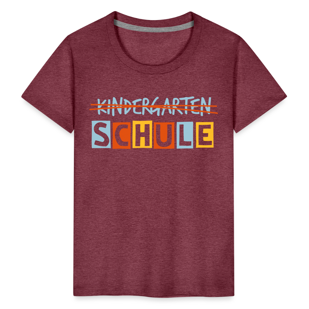 Kinder Premium T-Shirt - Schule - Bordeauxrot meliert