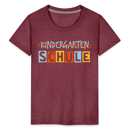 Kinder Premium T-Shirt - Schule - Bordeauxrot meliert