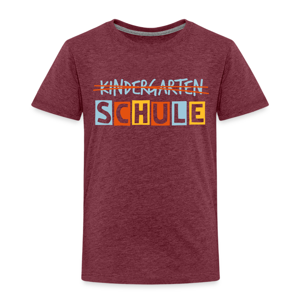 Kinder Premium T-Shirt - Schule - Bordeauxrot meliert