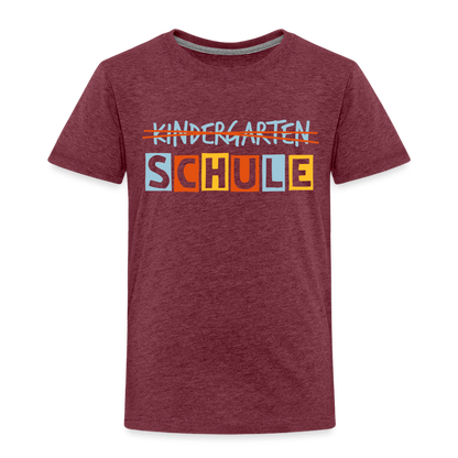 Kinder Premium T-Shirt - Schule - Bordeauxrot meliert