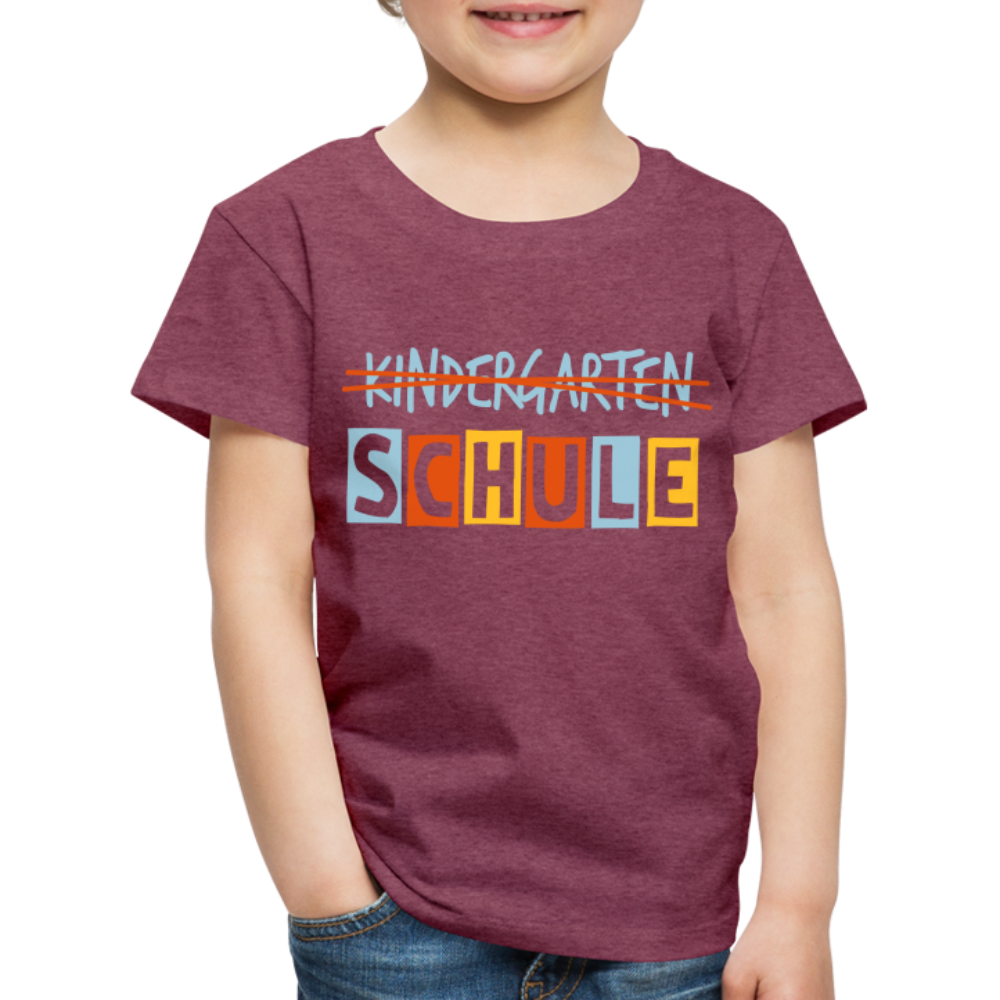 Kinder Premium T-Shirt - Schule - Bordeauxrot meliert