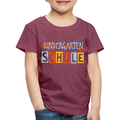 Kinder Premium T-Shirt - Schule - Bordeauxrot meliert