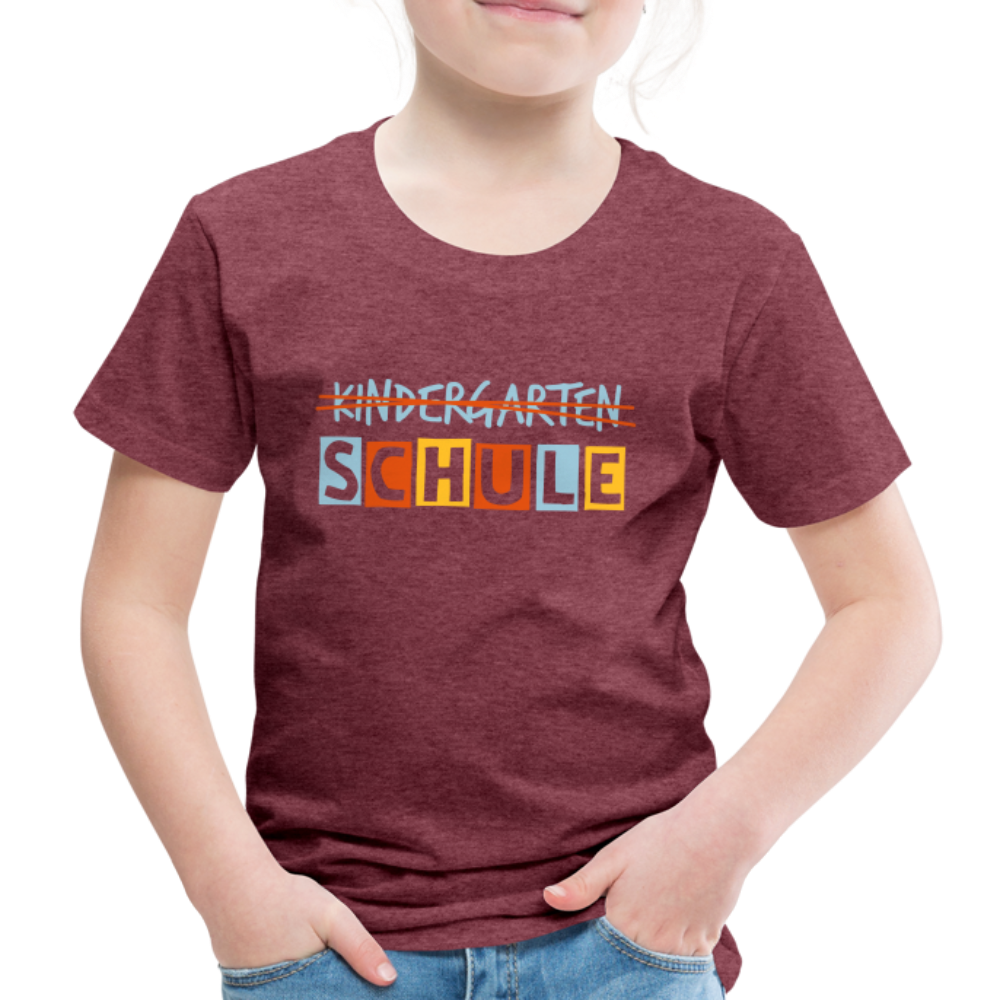 Kinder Premium T-Shirt - Schule - Bordeauxrot meliert