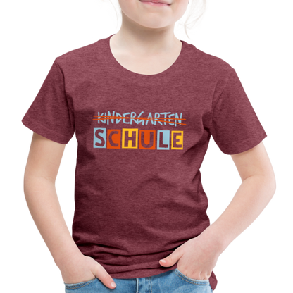 Kinder Premium T-Shirt - Schule - Bordeauxrot meliert