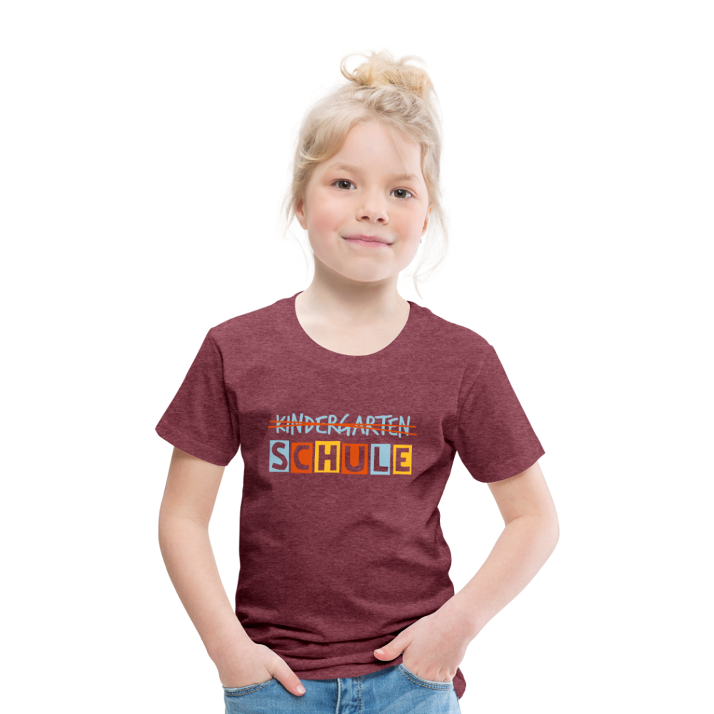 Kinder Premium T-Shirt - Schule - Bordeauxrot meliert