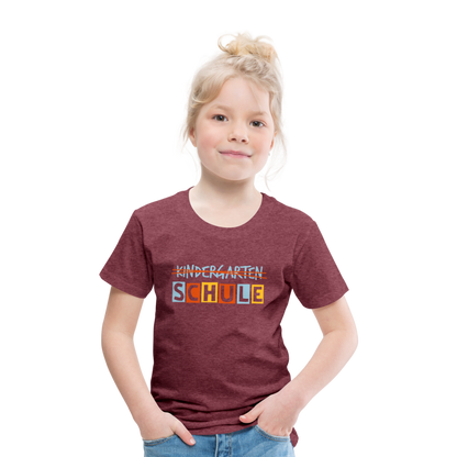 Kinder Premium T-Shirt - Schule - Bordeauxrot meliert