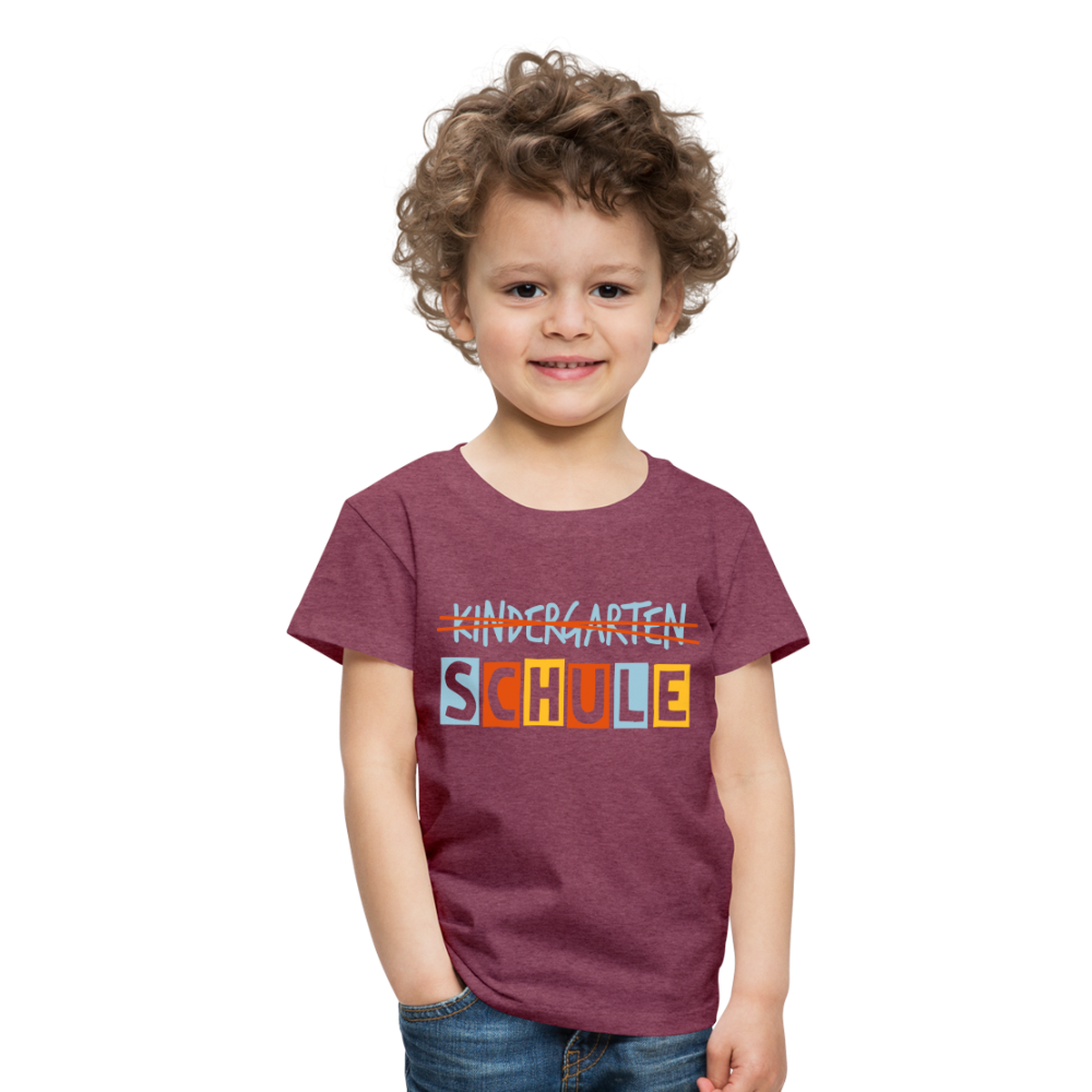 Kinder Premium T-Shirt - Schule - Bordeauxrot meliert