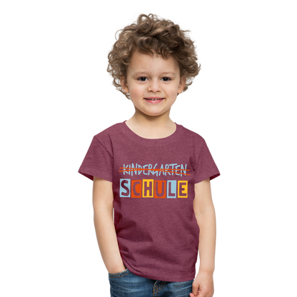 Kinder Premium T-Shirt - Schule - Bordeauxrot meliert