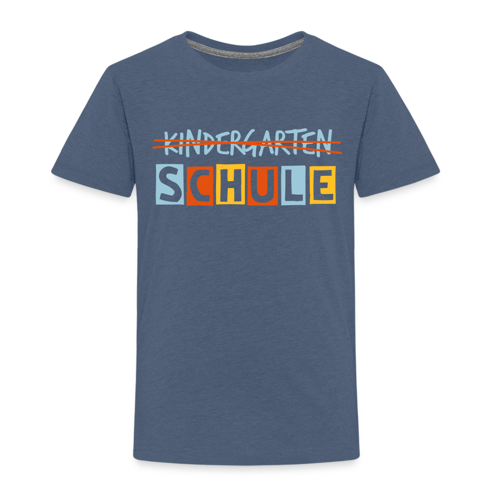 Kinder Premium T-Shirt - Schule - Blau meliert