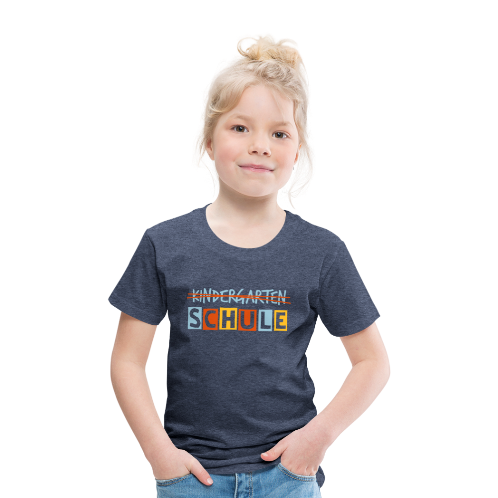 Kinder Premium T-Shirt - Schule - Blau meliert