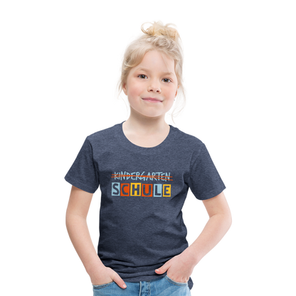 Kinder Premium T-Shirt - Schule - Blau meliert