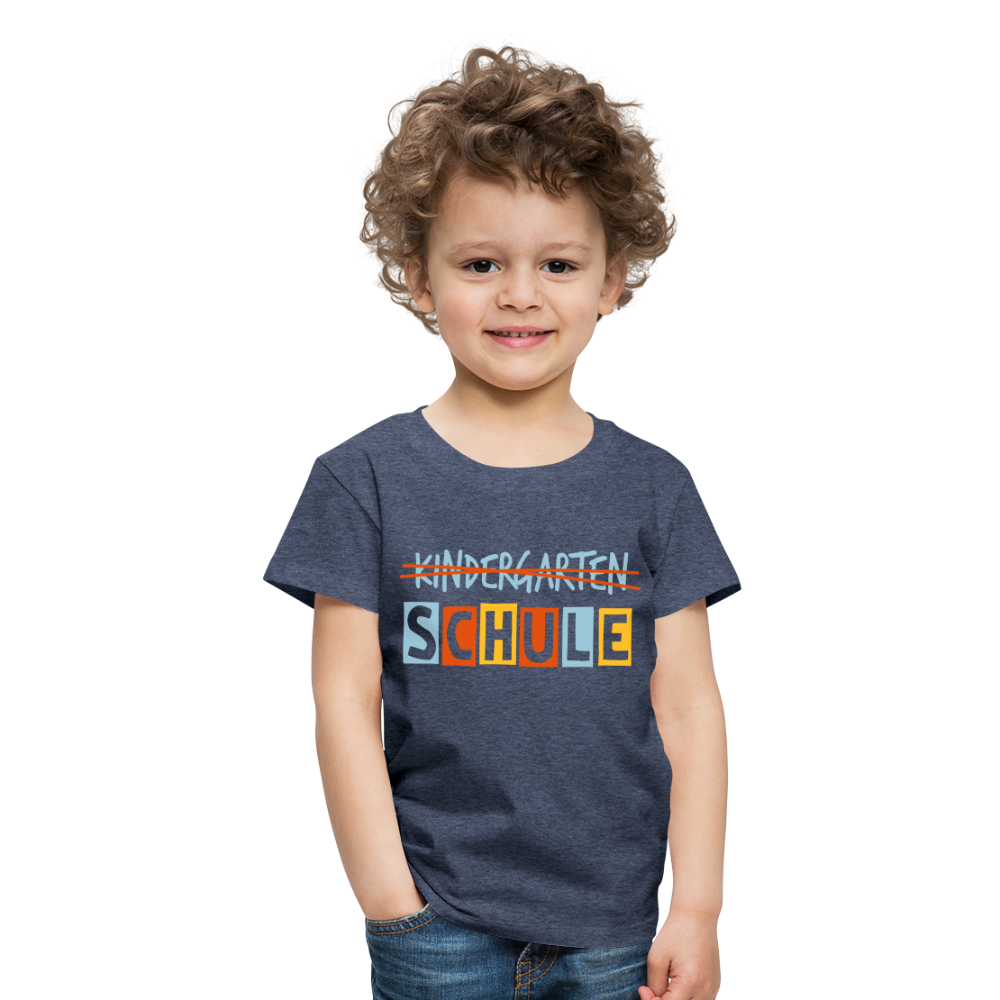 Kinder Premium T-Shirt - Schule - Blau meliert