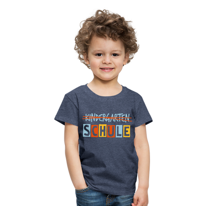 Kinder Premium T-Shirt - Schule - Blau meliert