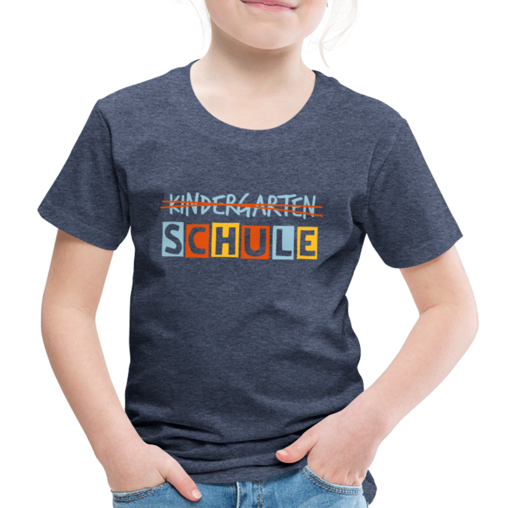 Kinder Premium T-Shirt - Schule - Blau meliert