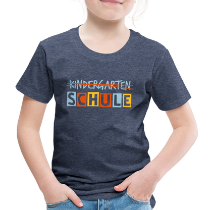 Kinder Premium T-Shirt - Schule - Blau meliert