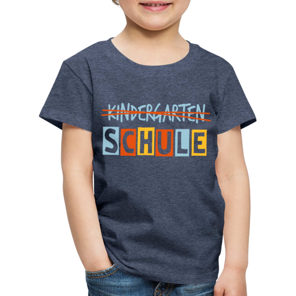 Kinder Premium T-Shirt - Schule - Blau meliert