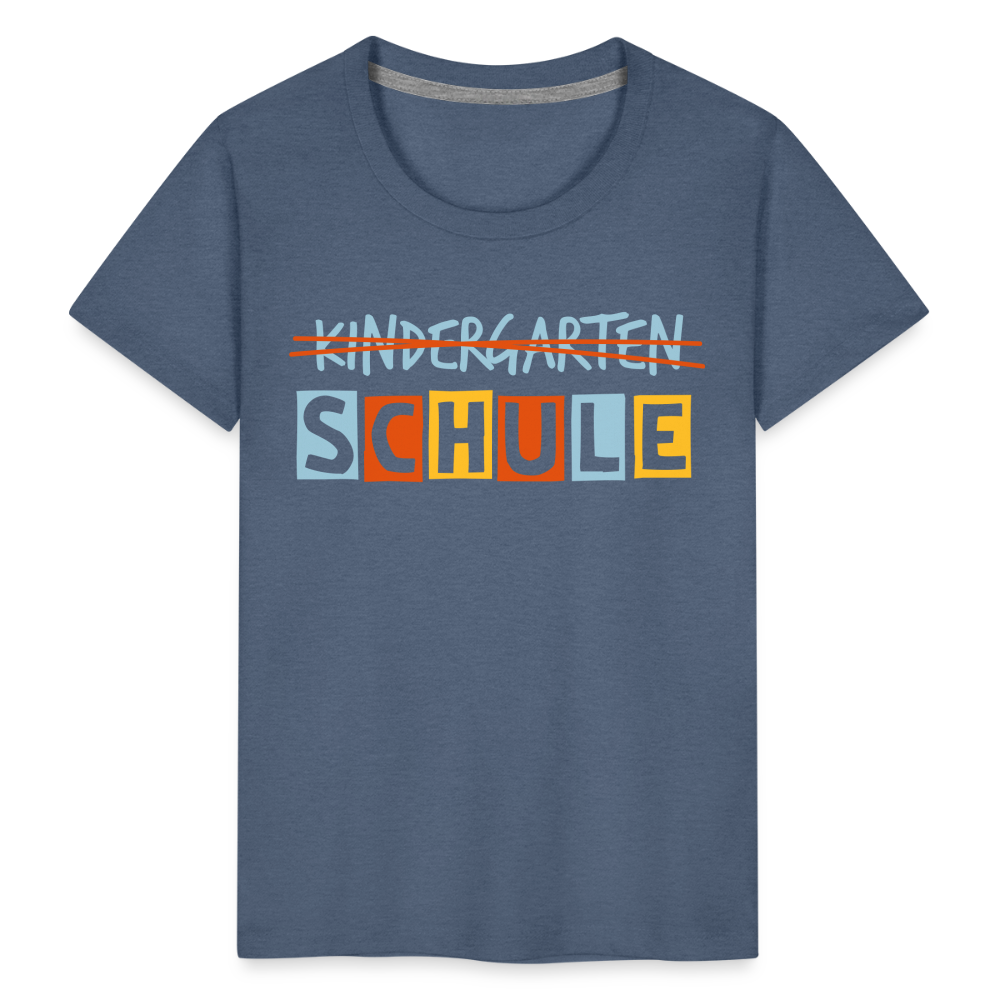 Kinder Premium T-Shirt - Schule - Blau meliert