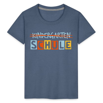 Kinder Premium T-Shirt - Schule - Blau meliert