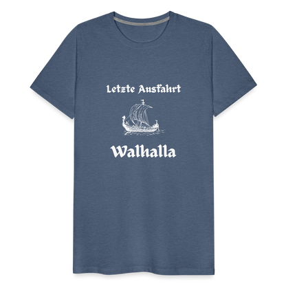 Männer Premium T-Shirt - Letzte Ausfahrt Walhalla - Blau meliert