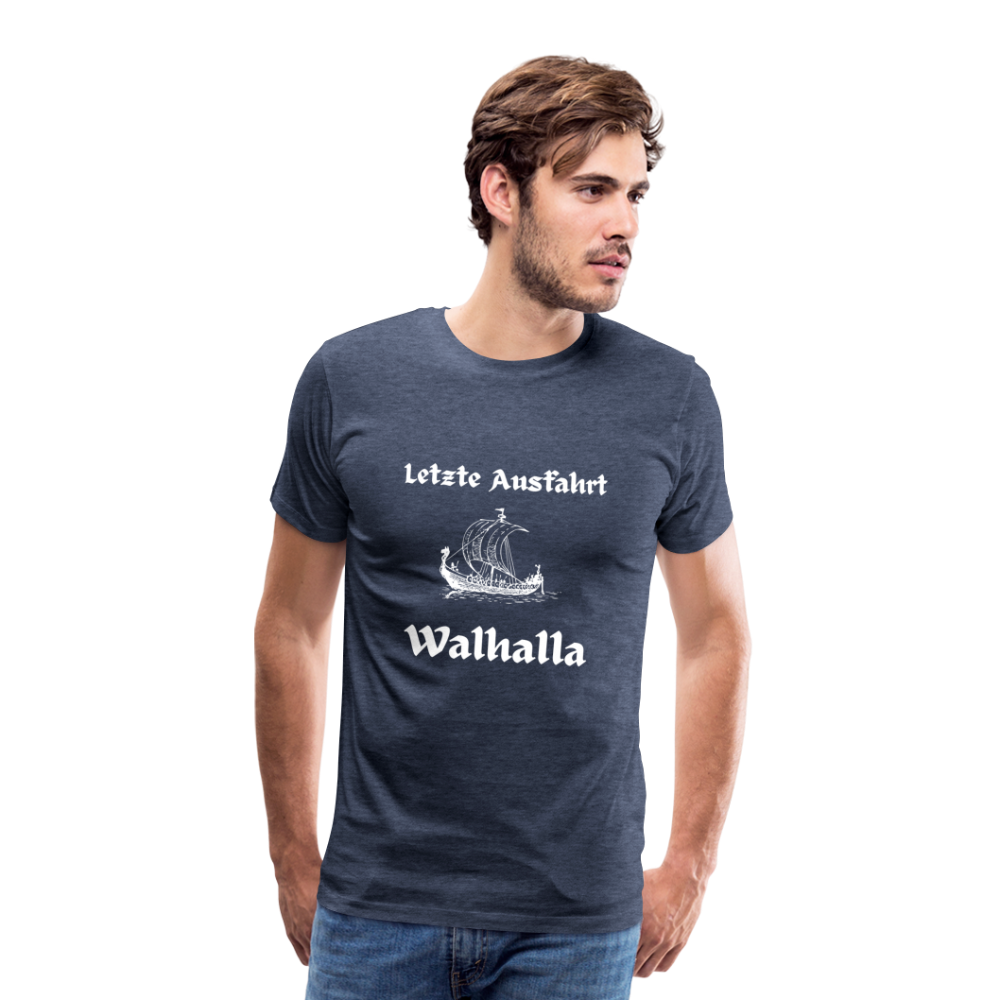 Männer Premium T-Shirt - Letzte Ausfahrt Walhalla - Blau meliert