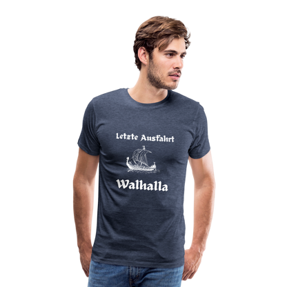 Männer Premium T-Shirt - Letzte Ausfahrt Walhalla - Blau meliert