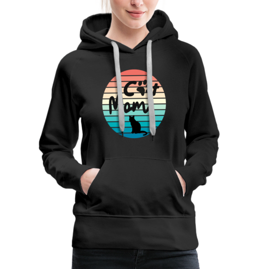 Frauen Premium Hoodie - Cat Mom - Schwarz