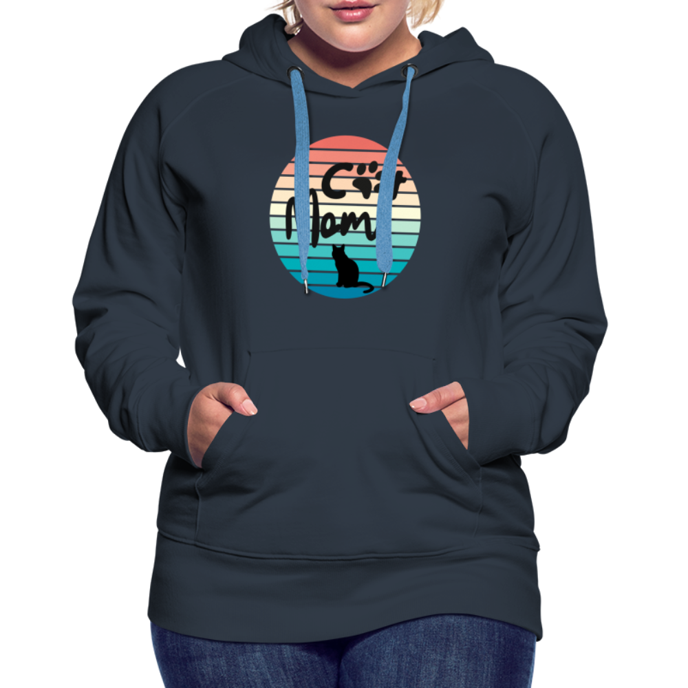 Frauen Premium Hoodie - Cat Mom - Navy