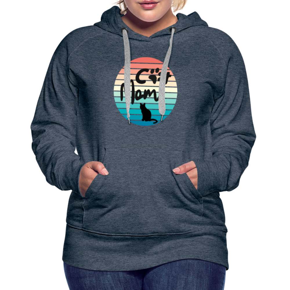 Frauen Premium Hoodie - Cat Mom - Jeansblau