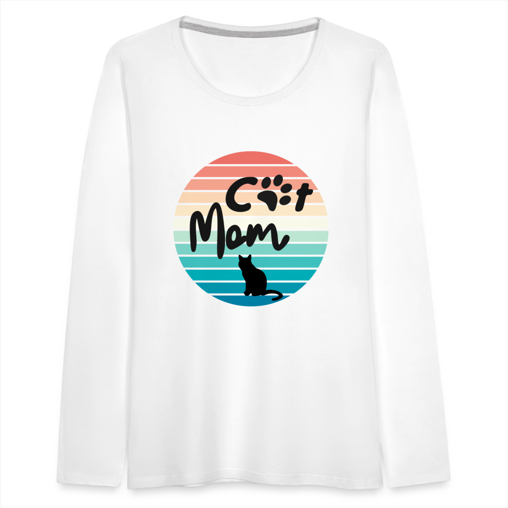 Frauen Premium Langarmshirt  - Cat Mom - weiß