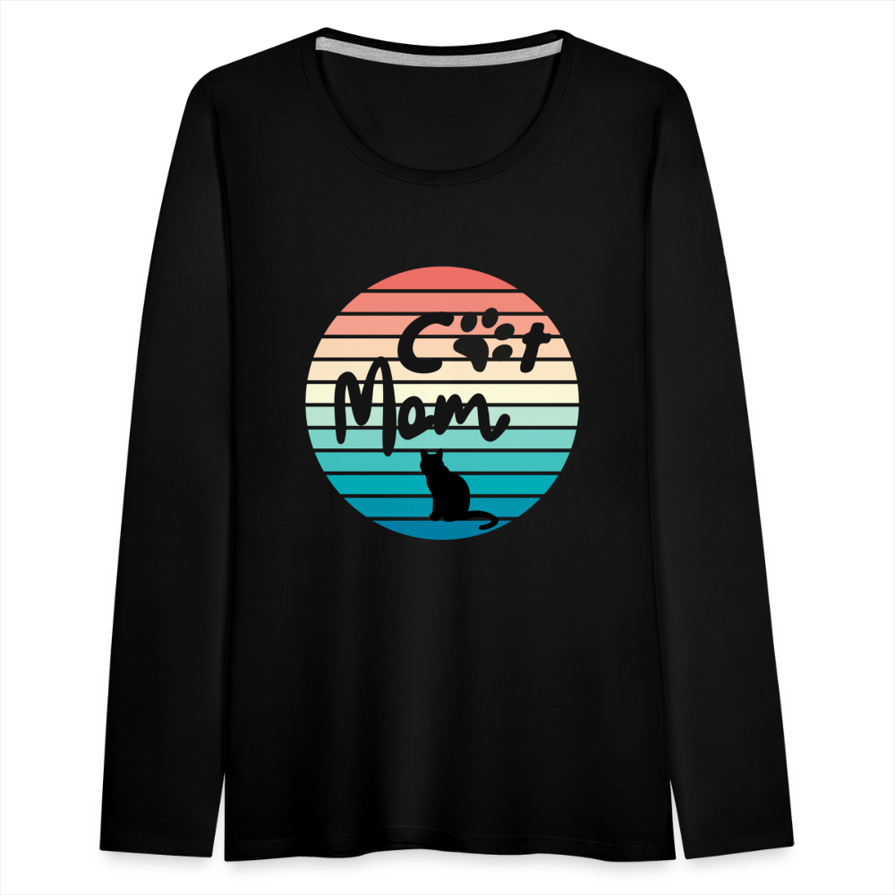 Frauen Premium Langarmshirt  - Cat Mom - Schwarz