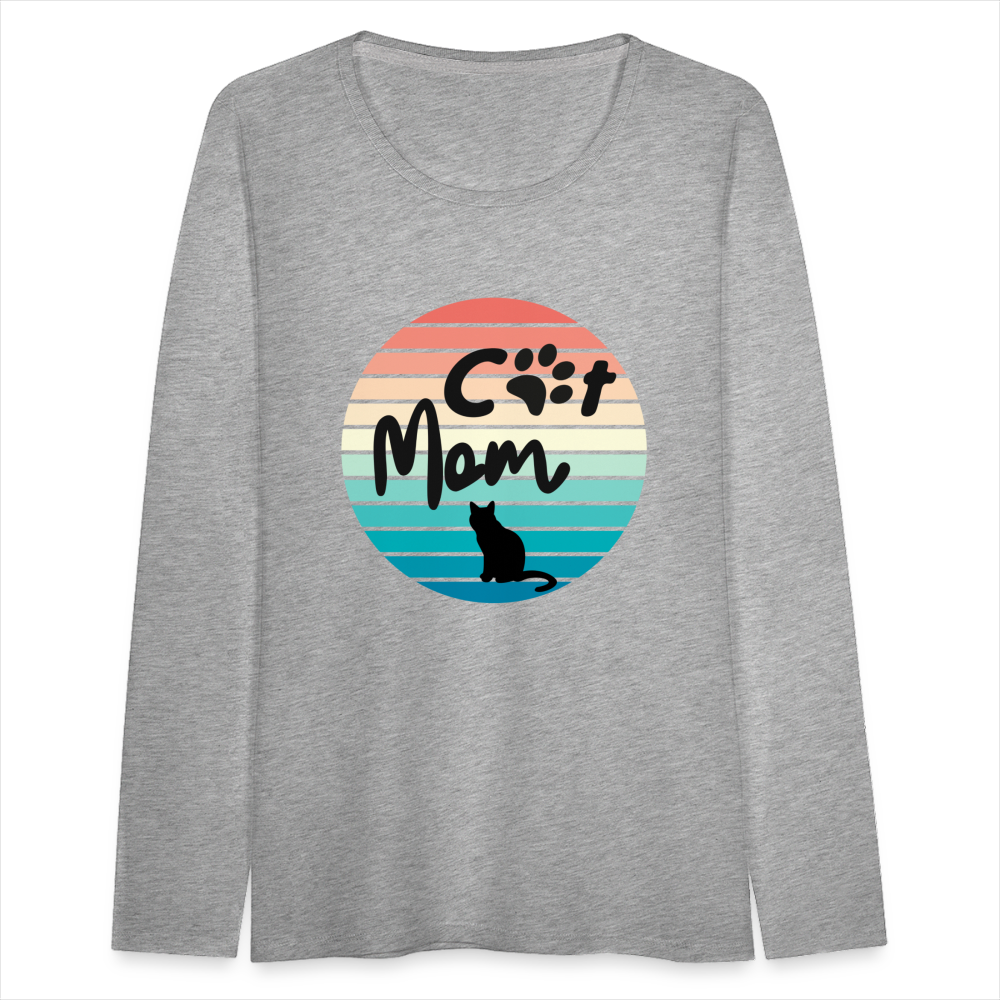 Frauen Premium Langarmshirt  - Cat Mom - Grau meliert