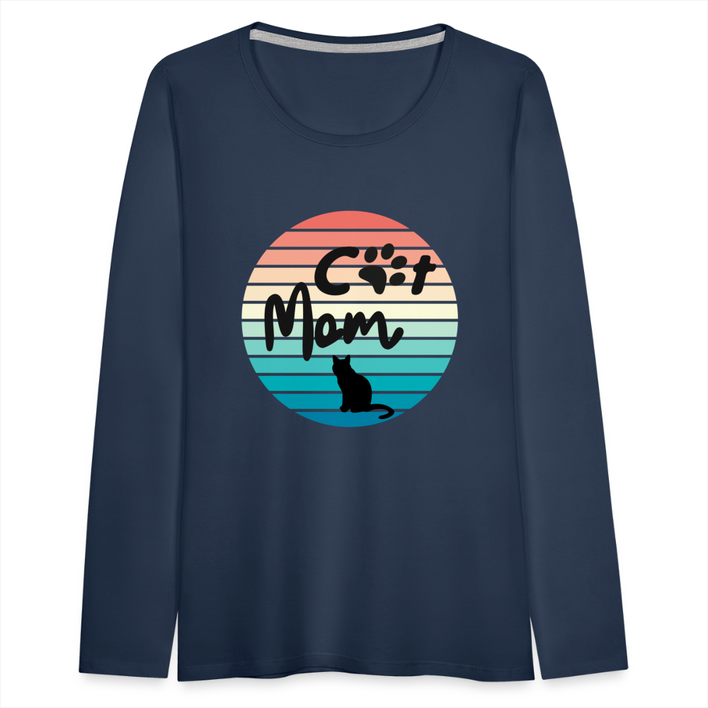 Frauen Premium Langarmshirt  - Cat Mom - Navy