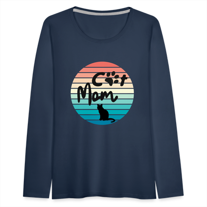 Frauen Premium Langarmshirt  - Cat Mom - Navy