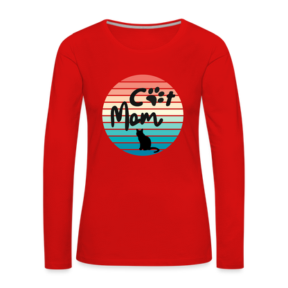 Frauen Premium Langarmshirt  - Cat Mom - Rot