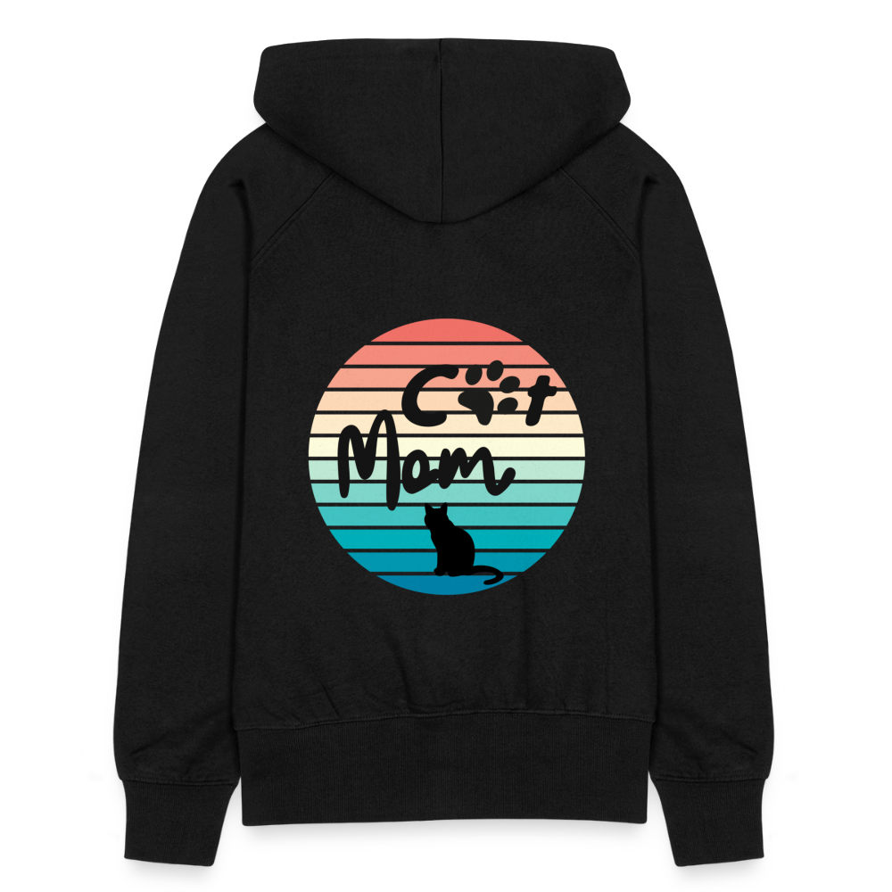 Frauen Premium Kapuzenjacke - Cat Mom - Schwarz