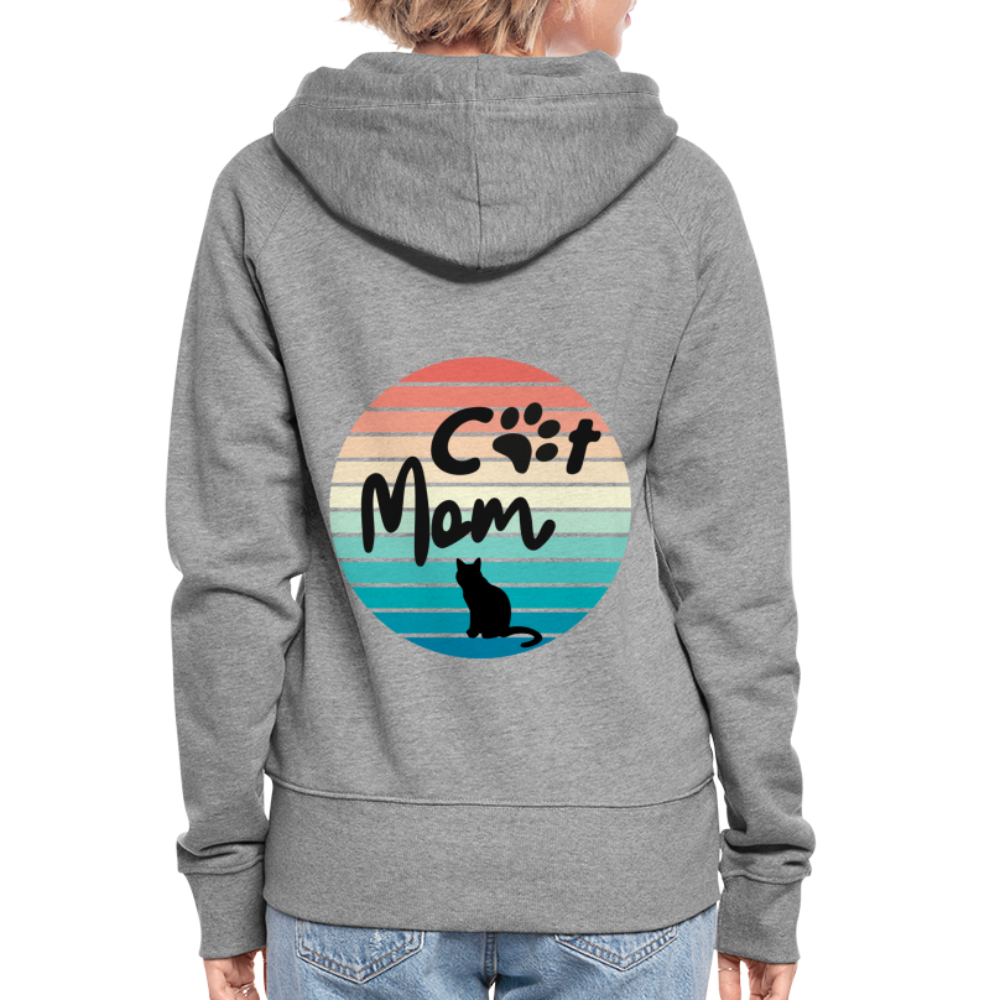 Frauen Premium Kapuzenjacke - Cat Mom - Grau meliert