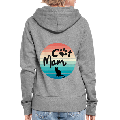 Frauen Premium Kapuzenjacke - Cat Mom - Grau meliert